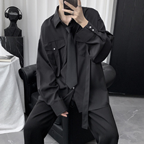 (Delivery Tie) Senior Sensation Shirt Male long sleeve Korean version Trend Shuai Hong Kong Wind Japan Lining Clothes Mens Clothing
