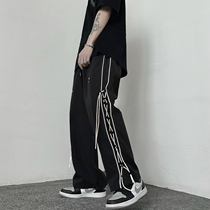 Night Light Bar Design Hip Hop High Street Tide Cards Ins Breathable Casual Pants Men Summer Thin 100 lap pants