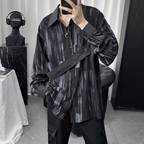 Autumn uppie handsome design sensation small crowdblouse shirt male long sleeve Korean version Trend handsome air port Wind day series 100 lap shirt