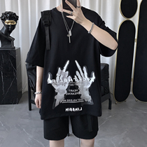 Dark Ensemble Mens Clothing 2020 New Summer Ins Raw Wind Pure Cotton Short Sleeve T-Shirt Male Tide Card Trend Easy Clothes