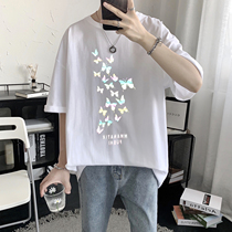 2020 New Summer Mens Nighttime Butterfly Short Sleeve T-Shirt Male Tide Card Trend Easing s 100 Lap Compassionate Clothing