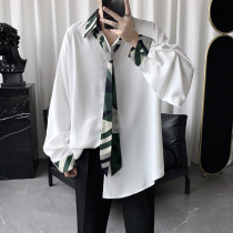 2020 spring new senior sensation ruffly handsome long sleeve shirt male and Korean version trends ins Hong Kong wind lining men s