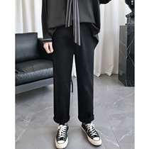 Black Men Casual Pants Very Fairy pants Mens Korean version Trend Loose Straight Barrel 100 Hitch a spring and autumn Uppie Handsome Pants