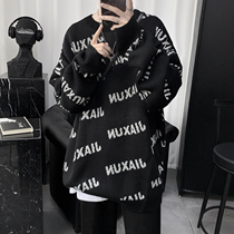 Dark Ensemble Mens Clothing Sweater Male loose with lazy Korean version Trend individuality autumn and winter thickened-knitted sweatshirt Inn wind
