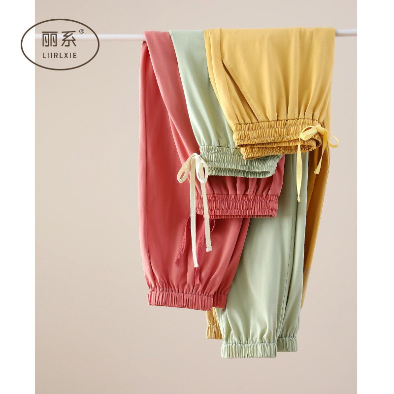 Sleeping Pants Lady Summer Pure Cotton Long Pants Home Pants Summer Thin Spring Autumn Anti-mosquito Pants Easy To Wear Outside Bunch Pants