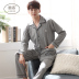 Pyjama nam mùa xuân và mùa thu cotton dài tay mô hình mùa đông mùa thu mỏng mặc nhà bông tăng mã của cha trung niên. 