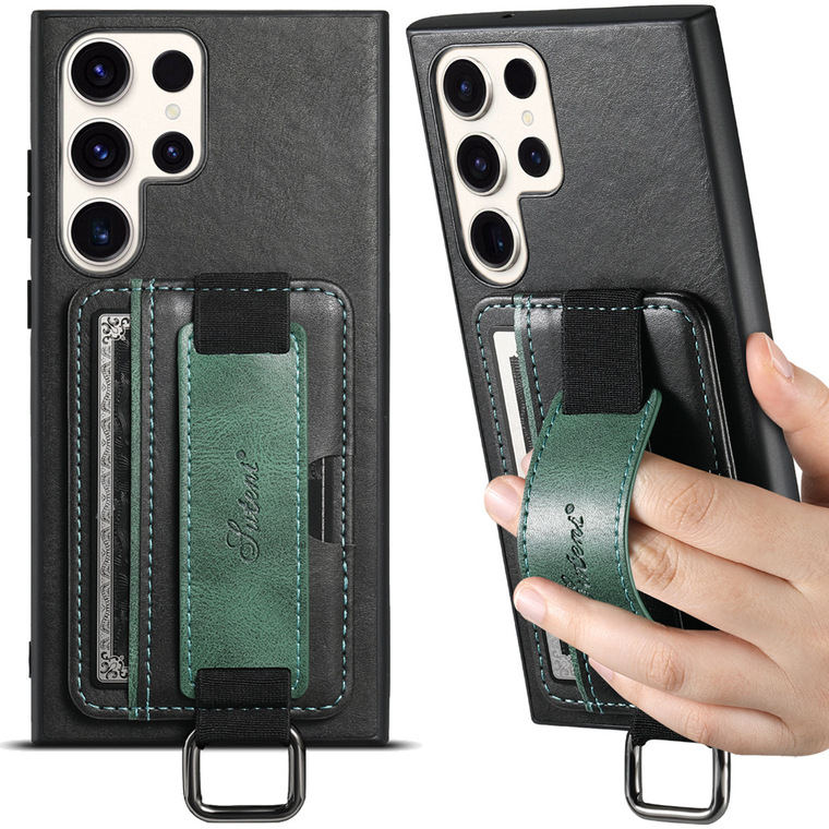 Business Leather Card Slot Hand Band Strap S23, S23 Plus, S23 Ultra Samsung Phone Case