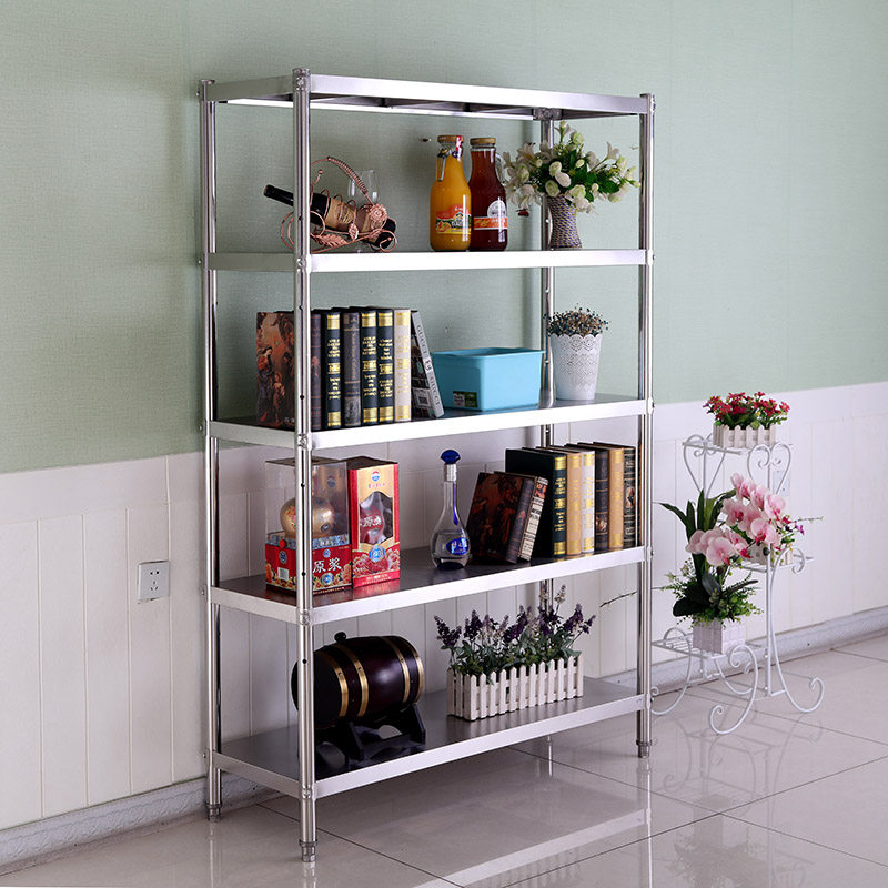Stainless steel shelf kitchen landing multi-layer storage frame microwave oven shelf receives shelves