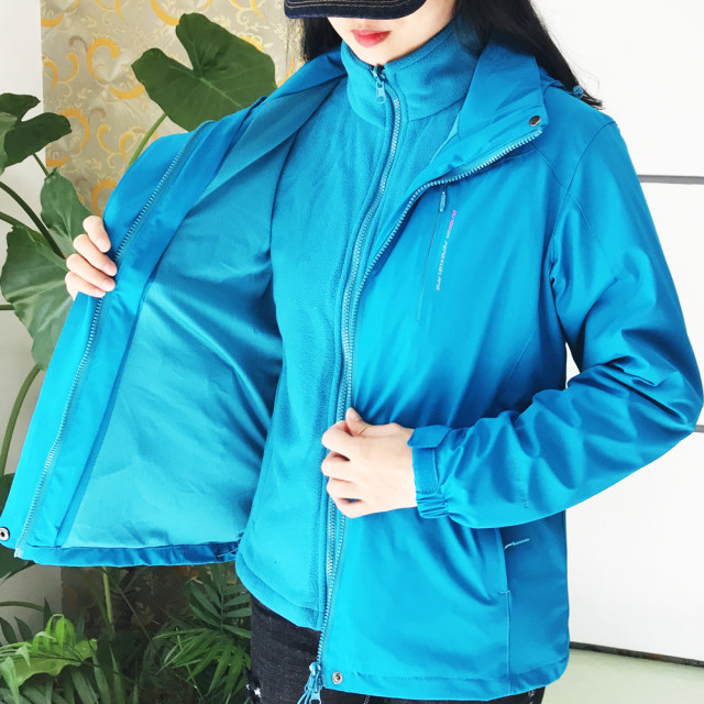 Middle-aged and elderly winter jacket three-in-one women's detachable plus velvet thickened mother's large size jacket loose top