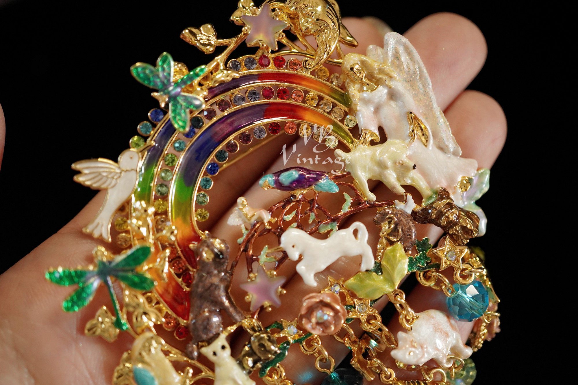 KIRKS FOLLY 复古梦幻彩虹好朋友水钻流苏胸针手链详情16