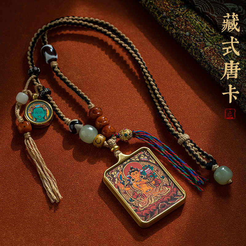 2024 Long year Great Hall of Fate Tibetan Zodiac Life of the Year Buddha hand-painted Donka pendant male and female necklace hanging accessories hanging painting-Taobao