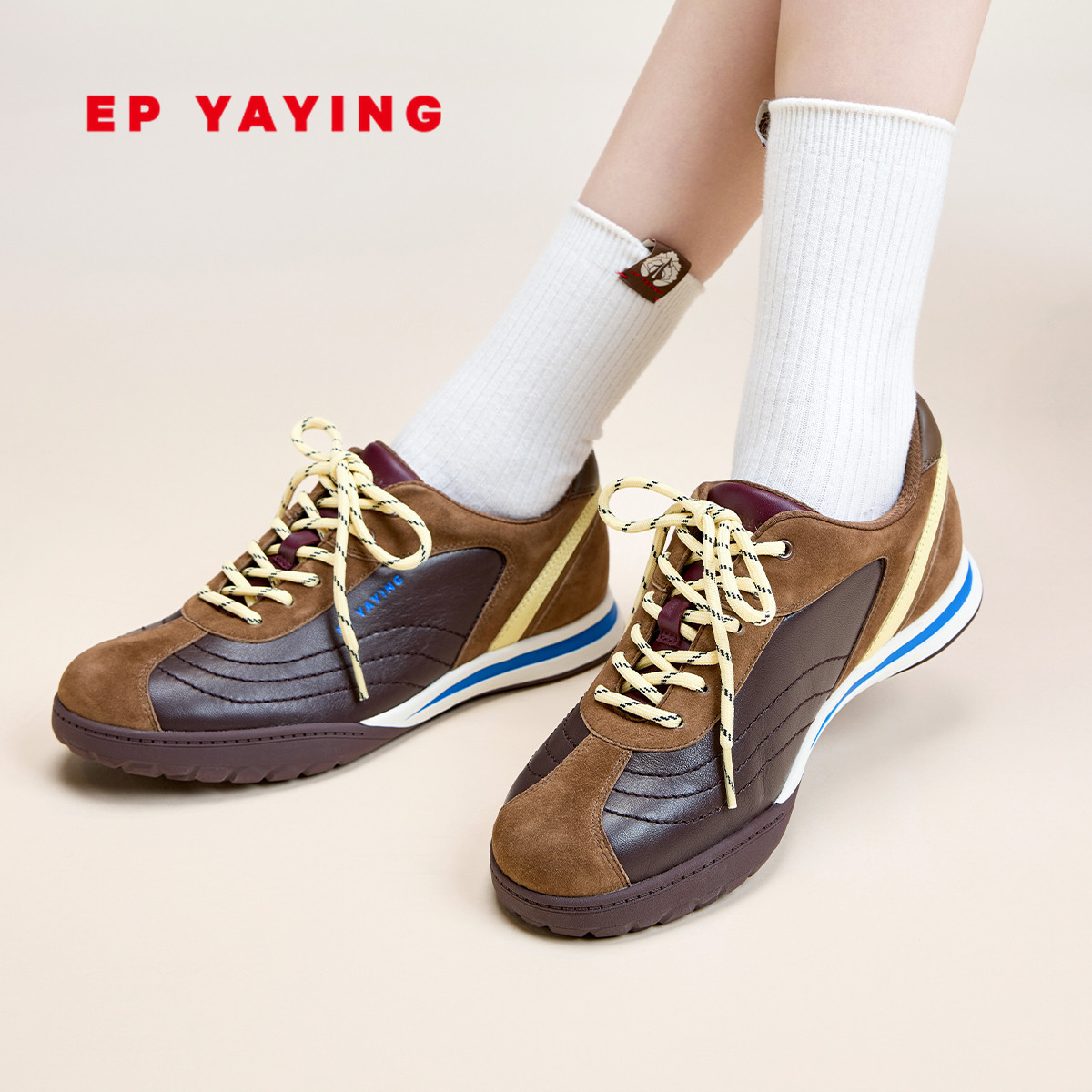 Женская обувь EP Yaying контрастного цвета, немецкая обувь для тренировок на тонкой подошве, повседневная спортивная обувь Forrest на плоской подошве, новинка 25 года, ранняя осень, XP02A Изображение 1