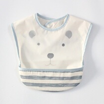 Baby class A cotton bib Baby rice pocket Childrens waterproof leave-in bib leak-proof rice pocket Summer easy to clean cartoon