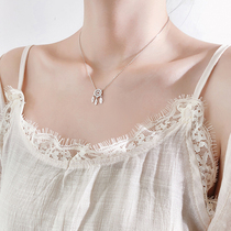 MICY whole body sterling silver s925 necklace female Korean version of diamond small leaves literary hipster circle choker silver ornaments