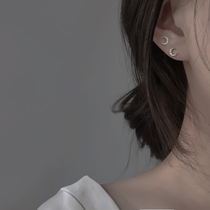 Mini ear bone nail inlaid drilling moon S925 pure silver brief about 100 hitch nails 2022 new wave small crowdsourced design earrings