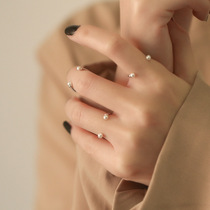 Smile Pearl Ring 925 Silver Inins Tide Lukewarm Wind Small Crowddesign Fashion Opening Personality Brief Index Finger Ring