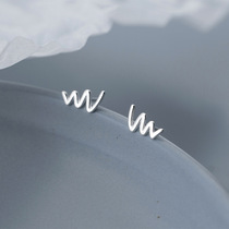 Glossy Wave Line Ear Nail S925 Pure Silver Earrings Female Korean version Jane about Little Fresh Sweet Breeze Ear Ornament Student