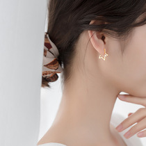 Flash Drilling Stars Earrings 925 Pure Silver Minimalist About Personality Temperament Sweet Beauty Advanced Sensuality Net Red Inlaid Drilling Pentagram Ear Spike