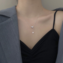 Minimalist with small brute waist flow Suoval necklace S925 through body pure silver inlaid with zircon Temperament Lock Bone Chain Female niche