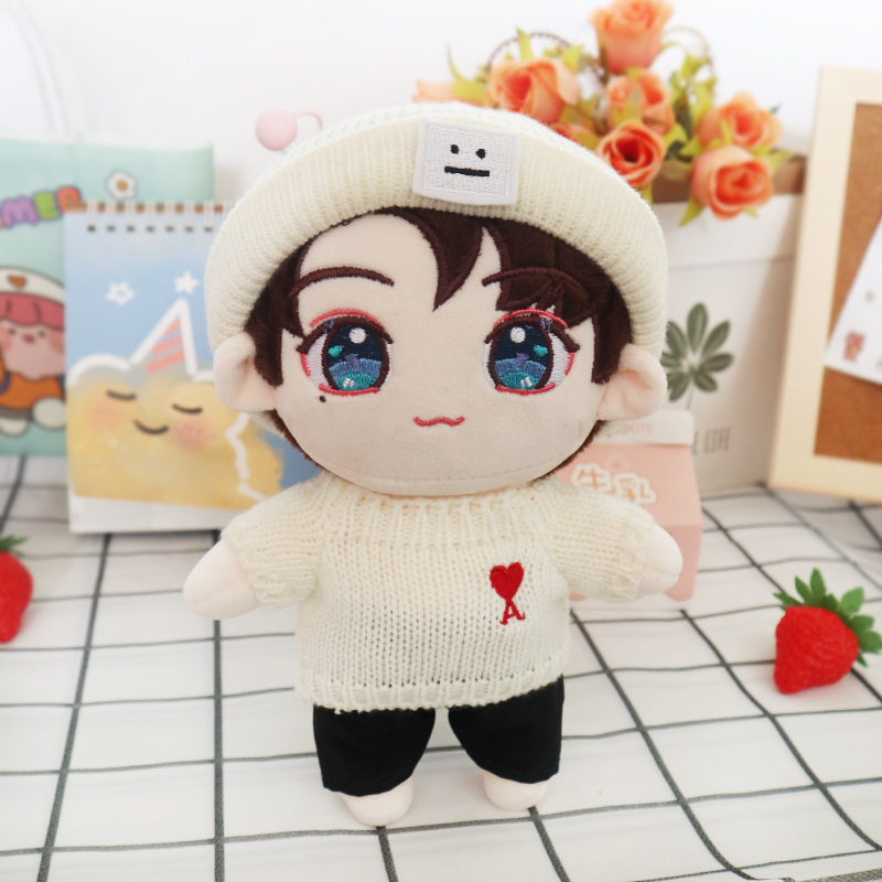 White & Label Hat Cardigan Black Pantsgoods in stock Zhang zhehan Gong Jun doll 20 centimeter cotton bjd  Star Doll Human form doll clothes girl student gift