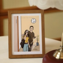 Customized picture frame log photo frame DIY hand-painted decorative painting couple family portrait illustration stage photo gift simple