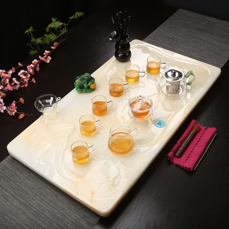 Tea set set European marble jade tea tray household simple modern tea table tea sea stone tea tray tea tray