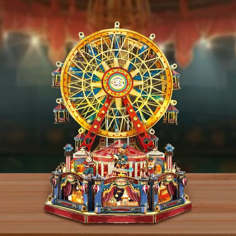 Time Capsule Ferris Wheel Rotating Wooden Handmade DIY Music Box Building Block Toy Ornament Gift Time Capsule Ferris Wheel Rotating Wooden Handmade DIY Music Box Building Block Toy Ornament Gift