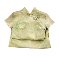 Green new Chinese style improved cheongsam for women 2024 new summer retro high-end daily temperament national style dress