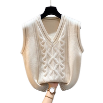 V-neck knitted vest for women 2024 new early autumn college style wear layered shirt sweater vest top