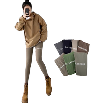 Shark Pants Womens Autumn and Winter Outerwear High Waist Elastic Tummy Control Butt Lifting Tight Added Velvet Lettering Barbie Yoga Leggings