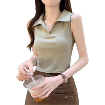 White camisole for women summer outer wear inner wear short polo shirt sleeveless top for short hotties to cover side breasts