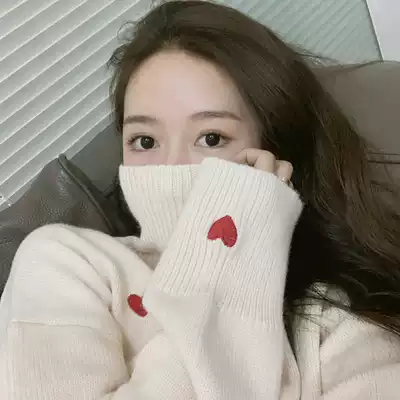 Sweater women Korea autumn and winter love high collar pullover lazy wind loose wear thick wool knitted base shirt