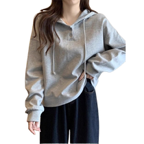 Korean style hooded sweatshirt for women 2024 new early autumn small style outfit with long-sleeved hoodie top