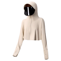 Ice silk sun protection clothing for women in summer thin breathable and cool outdoor cycling large brim short blouse sun protection clothing jacket