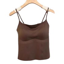 Suit with beautiful back bra all-in-one vest for women with breast pads ice silk seamless underwear white suspender tube top