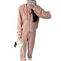 Fashionable sports sweatshirt suit for women 2024 new early autumn with a complete set of Korean casual and high-end two-piece set