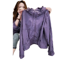 Purple Jacket Womens 2024 New Autumn Fashion Versatile Outdoor Thin Breathable Stand-up Collar Mountaineering Sun Protection Clothing