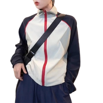 Ice silk contrast color sun protection clothing for women 2024 new summer thin American design raglan sleeves color matching hooded jacket