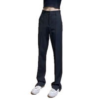 Black suit pants womens 2024 autumn and winter new narrow version high waist drape loose slit casual floor mopping straight pants