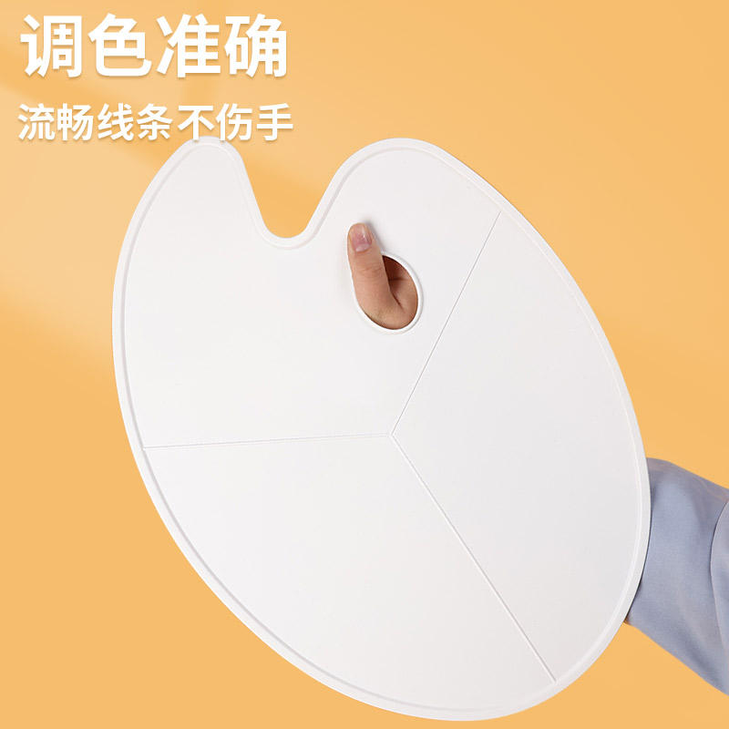 Qingzhu 画材旗艦店 ペイントパレット 画材 絵画パレット 大型楕円形 グアッシュ アクリル 油絵 カラーミキサー プラスチック お手入れ簡単 3行塗り絵 アート 学生専用