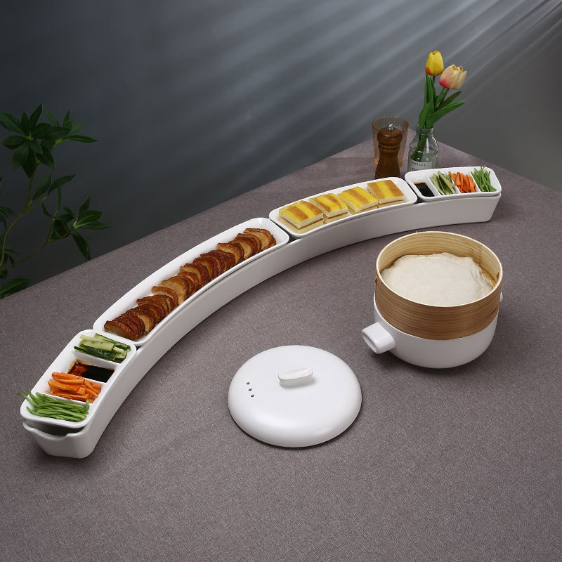 Creative Beijing Roast Duck Tableware Ceramic Roast Duck Plate with Heating and Insulation, Special Chinese Tableware Barbecue Plate