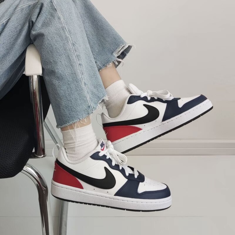 Nike Court Borough Low 2 Gs White Blue Red Classic Low-Top Casual Sneakers Do7446-101