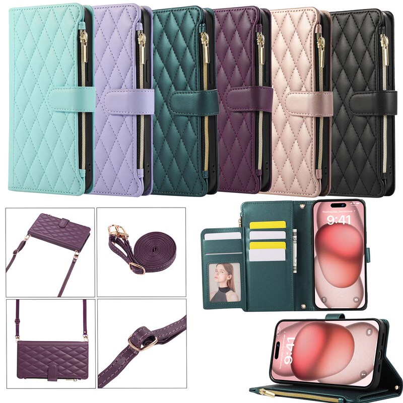 Suitable for Samsung Galaxy Z Fold7/6/4/S26/S25/S24/S20Fe/S23 Fe/S24 Ultra/S21Fe Diamond-Shaped Chanel-Style Zipper Bag Flip Phone Case Suitable for Samsung Galaxy Z Fold7/6/4/S26/S25/S24/S20Fe/S23 Fe/S24 Ultra/S21Fe Diamond-Shaped Chanel-Style Zipper Bag Flip Phone Case