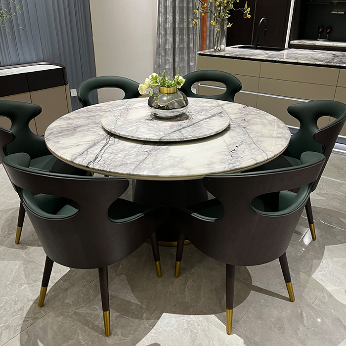 Light Extravagant Dining Table And Chairs Combined Marble Home Modern Minimalist Dining Room Table Dining Chair Willy-style Villa Solid Wood Furniture-Taobao