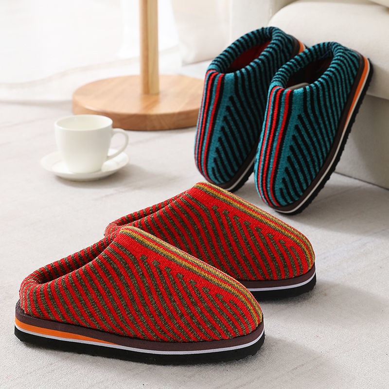 New woolen slippers gold velvet cotton slippers hand-woven home winter non-slip warm cotton slippers finished product