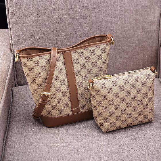 2026 Summer Hong Kong Brand Vintage Monogram Bucket Bag High-End Versatile Single Shoulder Mother-Child Bag Single Shoulder Crossbody Bag