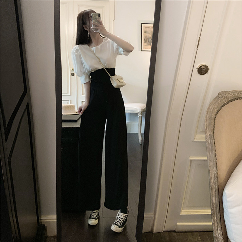 2023 New gentle wear a wind of vintage chic summer in a two - piece suit of professional broad legs