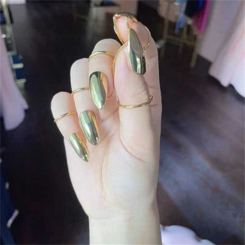 High-End Metal Nail Ring ins Wearable Nail Art Niche Design Unique Exaggerated Ring Accessory