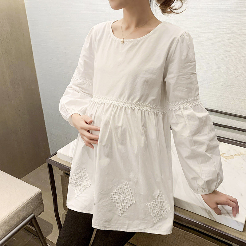 Pregnant Woman Spring Dress Jacket New Fashion Suit With Long Version T-shirt Dress Korean Version Loose Undershirt Long Dress Shirt-Style Foreign Dress