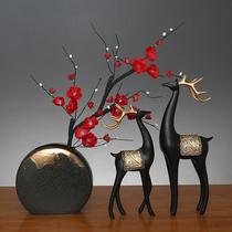 New Chinese ceramic vase swinging piece living room flower arrangement retro Chinese wind TV cabinet wine cabinet bookcase Xuanguan adornment